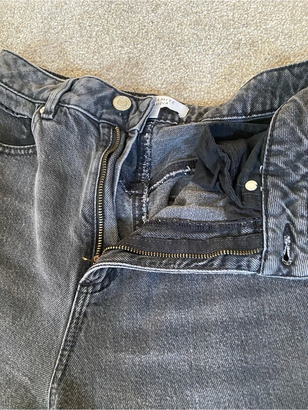 Dynamite High Waist Mom Jeans Washed Black Straight Leg Denim - Picture 7 of 11